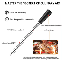 Termometer Daging Nirkabel Rumah Tangga Diskon, Termometer Makanan Baterai, Tahan Air IP67, Bahan ABS, Resolusi 1°C, Panas