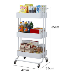 Household Rack Salon <b>Trolley</b> Multi-Purpose Kitchen 3-Tier Basket Storage Cart Wheels Auxiliary Beauty Salon <b>Plastic</b> Modern Hotel - Product Image 6