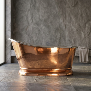 Baignoire ovale autoportante de luxe en cuivre – Artisanat indien classique durable pour salle de bain - Product Image 1