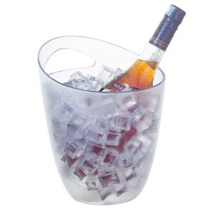 Custom Logo <b>3</b> L Clear Black for Barrel Frosted Oblique Single Handle Eco-Friendly Plastic Ice Bucket for Party - Product Image 1