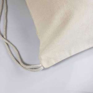 Eco Sports Fitness Outdoor Hiking With Zipper Front Pocket <b>Canvas</b> <b>Backpack</b> Recycled Cotton Drawstring Bag - Product Image 5