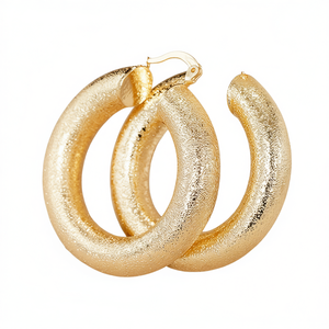 Orecchini a Cerchio Placcati Oro per Donne, Gioielli Trendy da Festa, Orecchini in Lega alla Moda, Design con Cerchio Grande - Product Image 1