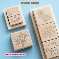 Tampon encreur en bois avec logo, manche en bois, pour loisirs créatifs, scrapbooking et fournitures de fabrication de cartes