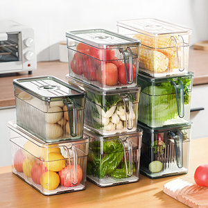 Boîte de rangement en plastique pour réfrigérateur, bac de conservation alimentaire frais pour cuisine, conteneur de rangement pour réfrigérateur avec couvercle et poignée, vente chaude - Product Image 5