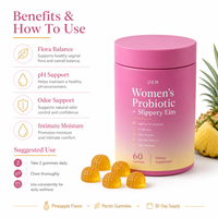 Fabrication sous contrat de gommes probiotiques pour femmes, formule personnalisée OEM, écorce d'orme, marque blanche, bien-être professionnel, vente en gros