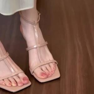 Sandalias de Tacón Alto de Alta Calidad para Mujer, Estilo Nupcial, de Cuero Genuino, Tacón Cuadrado, Cierre Deslizante, Antideslizantes, Cómodas e Informales - Product Image 3