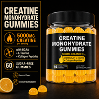 Gummies de créatine monohydrate sans sucre saveur citron pour le sport et le fitness, enrichies en BCAA et peptides de collagène pour l'apport quotidien en salle de sport