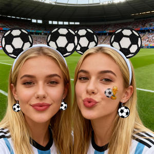 Ensemble de 3 accessoires de supporter de football pour l'Amérique du Nord 2026 : Bandeau, Boucles d'oreilles et Autocollant Tatouage - Product Image 2