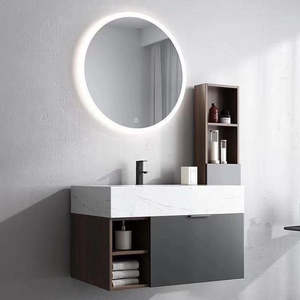 Set furnitur mandi kecil tahan air, kabinet kamar mandi kayu + kayu lapis persegi Modern Solid Vanity 32 inci - Product Image 5