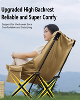 Chaise portable d'extérieur, siège individuel confortable en fibre creuse avec dossier haut, réglage à 3 niveaux, chaise pliante de camping type lune