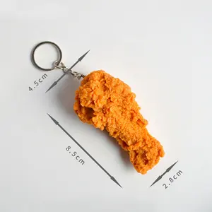 고품질 아크릴 시뮬레이션 식품 키 체인 감자 튀김 치킨 너겟 튀김 다리 날개 열쇠 고리