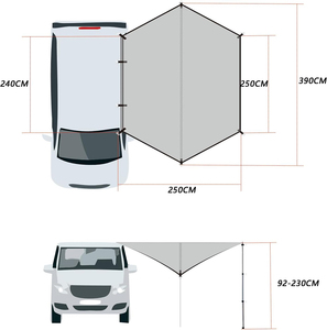 Auvent de protection solaire d'été gris de 2,5 m pour SUV, camping-car, caravane, bus, en tissu Oxford avec profilés en alliage d'aluminium et ventouses, <span class=keywords><strong>manuel</strong></span> - Product Image 5