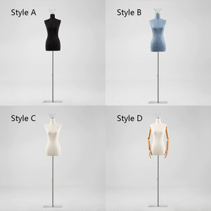 DE-LIANG Suède Vrouwelijke Half Lichaam Mannequin Standaard Met Kroon Hoofd Inham Verstelbare Display Mannequin Vrouwen Torso Jurk Vorm - Product Image 3