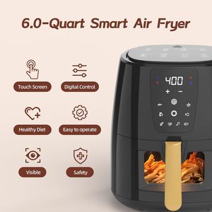 Meilleure friteuse à air électrique 6L moderne avec écran tactile intelligent, mini-grill, cuisson sans huile pour usage domestique, extérieur et commercial, en plastique - Product Image 5
