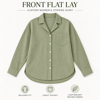 Chemise personnalisée pour femme en mélange de lin rayé, col à revers, manches longues, coupe ample, boutonnée, pour le printemps, l'été et le quotidien