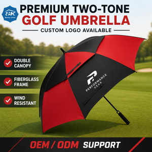 Parapluie de golf professionnel double couche 54 60 68 pouces, design ventilé, ouverture automatique, armature en fibre de verre, pour la pluie - Product Image 2