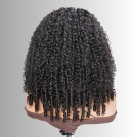 Fabrication bon marché sans colle birman cheveux bouclés demi-perruque cordon réglable perruques fabriqué à la machine naturel crépus bouclés demi-perruque