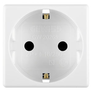 Enchufe de Pared Gewiss 2P+T 16A 250V con Conexión a Tierra Estándar, Plástico Blanco GW20265 - Product Image 1