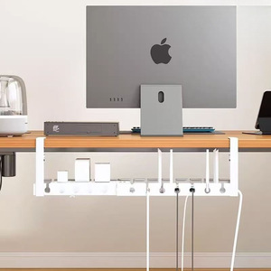 Organisateur de câbles sous le bureau, type crochet rectangulaire, sans perçage, gestion des multiprises, support de rangement pour bureau - Product Image 1