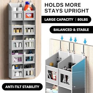 <b>Extra</b> <b>Large</b> Heavy Duty Over the Door Organizer with 10 Clear Window Pockets 80 Lbs Capacity for Pantry Closet Bathroom Gray - Product Image 3