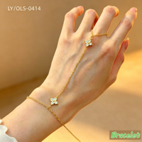 Bijoux pour femmes minimalistes de luxe léger, plaqué or 18 carats, acier inoxydable 304, bracelet en perles, bague, chaîne de doigt réglable