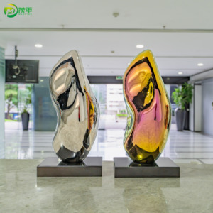 Su misura moderna in acciaio inox scrivania ornamenti Hotel mobili in metallo artigianato arte pietra levigata decorazione scultura - Product Image 4