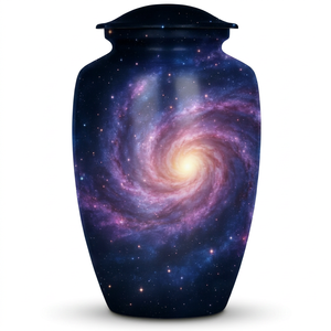 Urne funéraire Cosmic Galaxy Purple, design personnalisable, taille adulte, 200 pouces cubes, QUALCOSA - Product Image 1