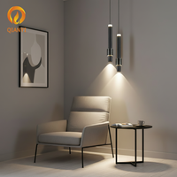 Petit luminaire suspendu LED noir cylindrique à économie d'énergie 7W pour la maison moderne, l'hôtel, le restaurant, le bar