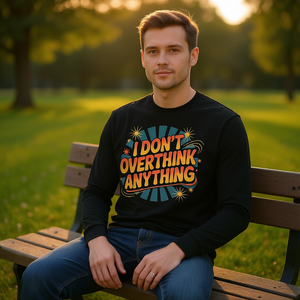 Camiseta de manga larga con diseño 'I Don't Overthink Anything' y 'Mindset Relax Tired' - Product Image 3