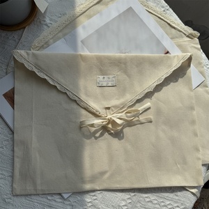 Chuanghua Customized Natural Color Lace Edge Cotton Canvas <b>Envelope</b> Bag Logo Embroidered <b>Envelope</b> Bag Luxury New Style - Product Image 5