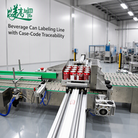 Machine intégrée d'étiquetage des bouchons et des corps de canettes de boissons avec inspection visuelle, rejet, palettisation et traçabilité des codes sur les cartons