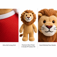 Lion en peluche de 40 cm, jouet en peluche doux, mascotte de football, animal en peluche personnalisé, jouets en peluche lion pour cadeau et décoration, usine OEM ODM