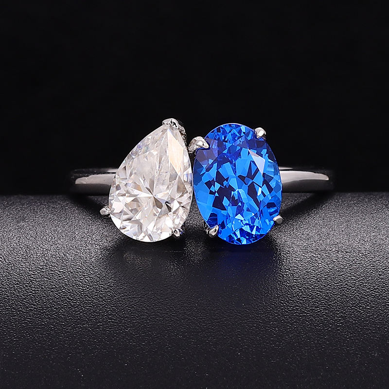 solid 10k gold lab gemstone+moissanite ring