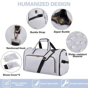 Échantillon gratuit Mergeboon, sacs de voyage pliables et convertibles en toile grise avec logo personnalisé - Product Image 5