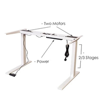 Bureau d'ordinateur de bureau électrique réglable en hauteur à double moteur et 2 pieds, avec fonction anti-collision, pour position assise-debout