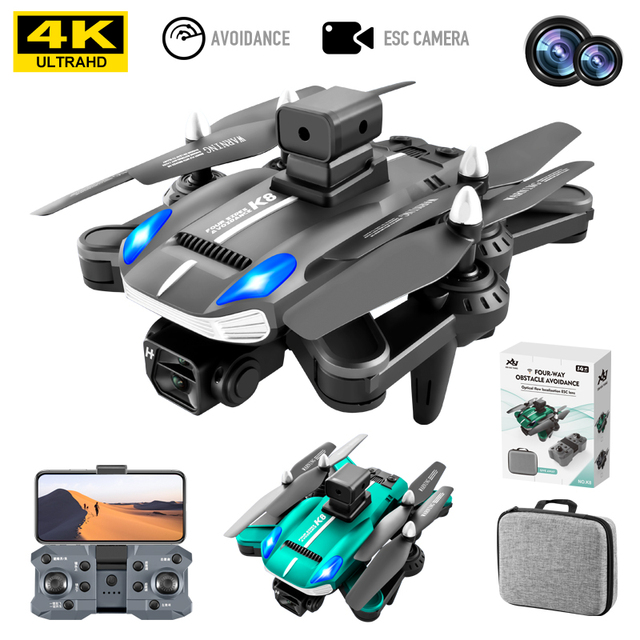DMKR K8 Foldable GPS Drone 4K HD Camera Optical Flow Positioning RC Headless Mode Altitude Hold Kid-Safe Low Noise Beginners