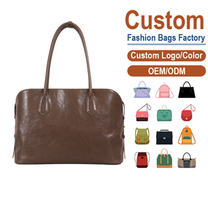 Sac d'affaires en cuir de vachette pleine fleur grande capacité, sac rétro café à porter sous le bras, sac à bandoulière haut de gamme, personnalisation OEM - Product Image 1