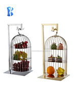 Supports à gâteaux pour le thé de l'après-midi dorés à 3 niveaux cage à oiseaux buffet à cupcake pour mariage fantaisie cage à oiseaux décorative
