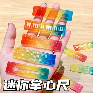Mini regla degradada de colores de 7 cm, de plástico, con borde recto, para estudiantes y diseño manual. - Product Image 2