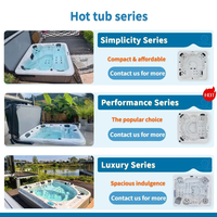Baignoire de massage au design moderne, petite baignoire d'extérieur pour 4 personnes, jacuzzi intelligent avec 15 lumières LED et 29 jets de massage