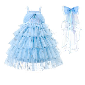 Nuovo <span class=keywords><strong>vestito</strong></span> <span class=keywords><strong>Elsa</strong></span> <span class=keywords><strong>per</strong></span> bambini <span class=keywords><strong>per</strong></span> un anno <span class=keywords><strong>di</strong></span> compleanno in maglia tinta unita modello estivo decorazione in pizzo abito - Product Image 2