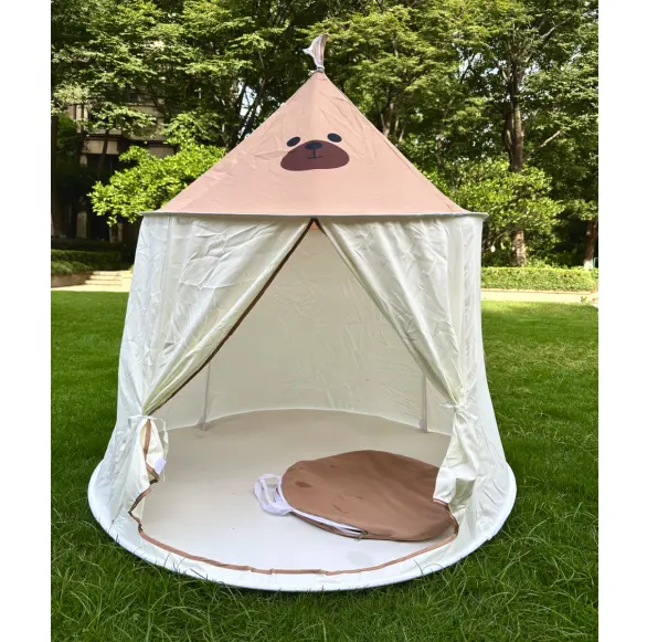 Honey tenda berkemah luar ruangan bayi, kain katun dengan tirai, tenda dalam ruangan Yurt India Teepee Pop Up untuk bayi