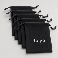 Sac à cordon en tissu noir écologique avec logo personnalisé, pochette réutilisable en toile de coton, emballage cadeau pour bijoux, sac anti-poussière