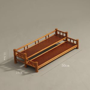 Estante de bambú de doble capa para juego de té, soporte de almacenamiento hecho a mano para té Kung Fu, tipo retro, no plegable - Product Image 4