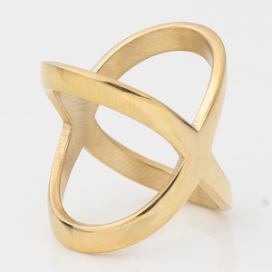 Anillo de Acero de Titanio Dorado con Patrón Cruzado de 20 mm, Joyería de Moda Unisex, Regalo, Banda de Forma Geométrica, Diseño Simple y Único - Product Image 3