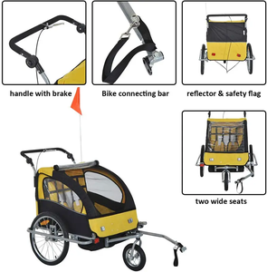 Chien Vélo Remorque 2-en-1 Pet Poussette Chariot Vélo Wagon Cargo Carrier Attachement pour Voyage - Product Image 3
