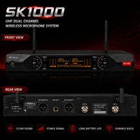Microphone sans fil UHF professionnel à 2 canaux JINJUE SK1000 pour la scène, les spectacles et le karaoké