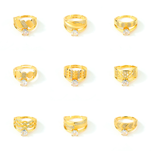Anillos de Moda de Dubái al por Mayor, Anillos de Circonita Cúbica para Mujer, Anillos de Cóctel de Corazón Dorado de 21k de Lujo para Bodas y Fiestas - Product Image 5