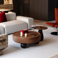 Table basse ronde en bois de noyer, design moderne, durable et écologique, meubles de salon