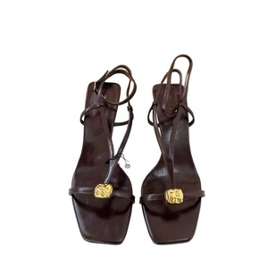 YX Women's Slim Strap High-Heeled Sandals with Metal Buckle Decoration <b>Open</b> Toe Summer Straight Strap Design - Product Image 3